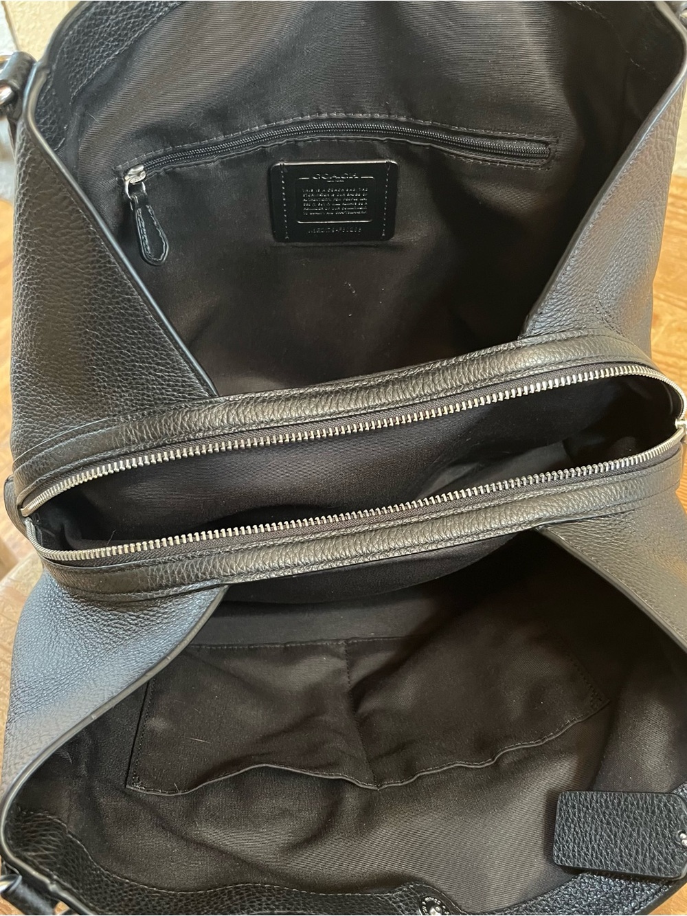 Coach Black Hallie Pebbled Leather Shoulder Bag with Silver Hardware - Picture 8 of 10